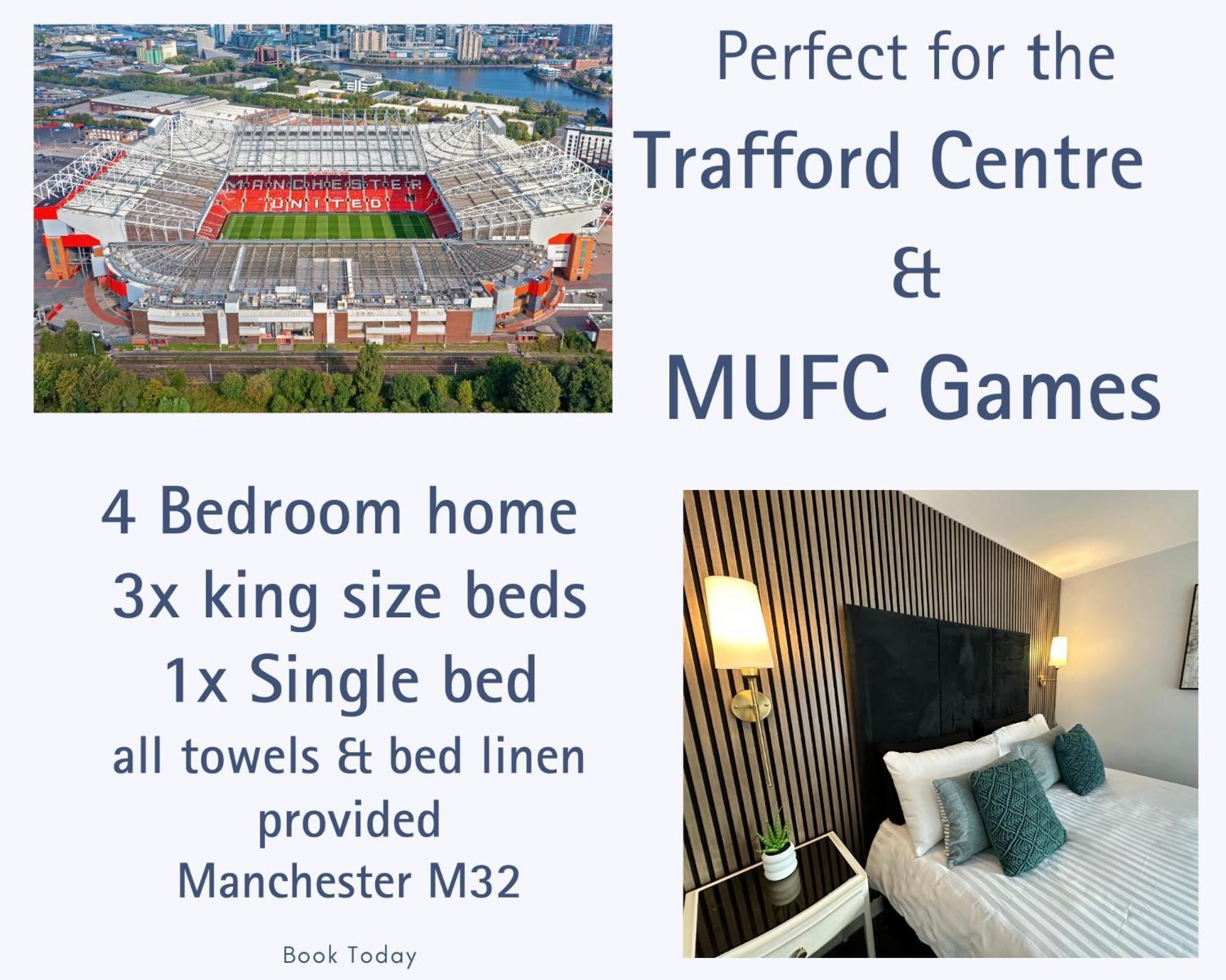 Waterside Mufc & Trafford Centre Townhouse 4 Bedroom Free Parking Манчестър Екстериор снимка